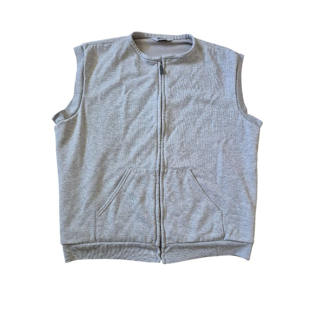 VTG Muleskins Mens Size XL Sleeveless Gray‎ Zip Up Vest Sweatshirt Thermal